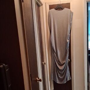 PrettyLittleThing Light Gray Sleeveless Draped Maxi Dress